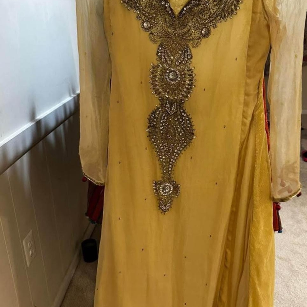 Elegant Yellow Anarkali One Piece